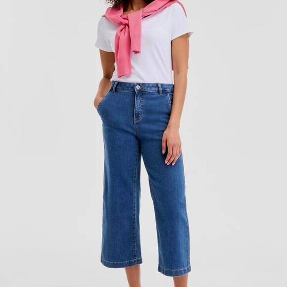 Style & Co. Women’s High-Rise Cropped Wide-Leg Jeans Size 16 Medium Wash NWT - Picture 1 of 10